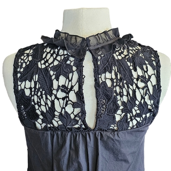 Kensie Black Lace Ruffle Neck Pocket Mini Dress Size S - Picture 6 of 10